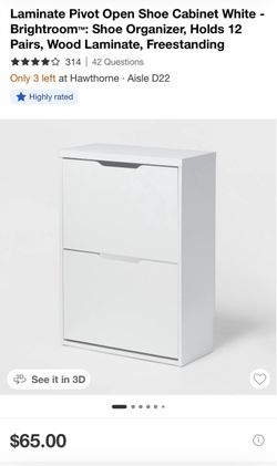Brightroom White Pivot Door Shoe Cabinet