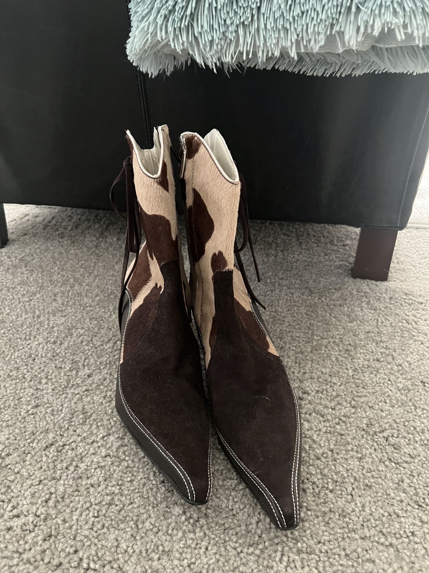 Costa Blanca Brown Suede Pony Hair Leather Bootie