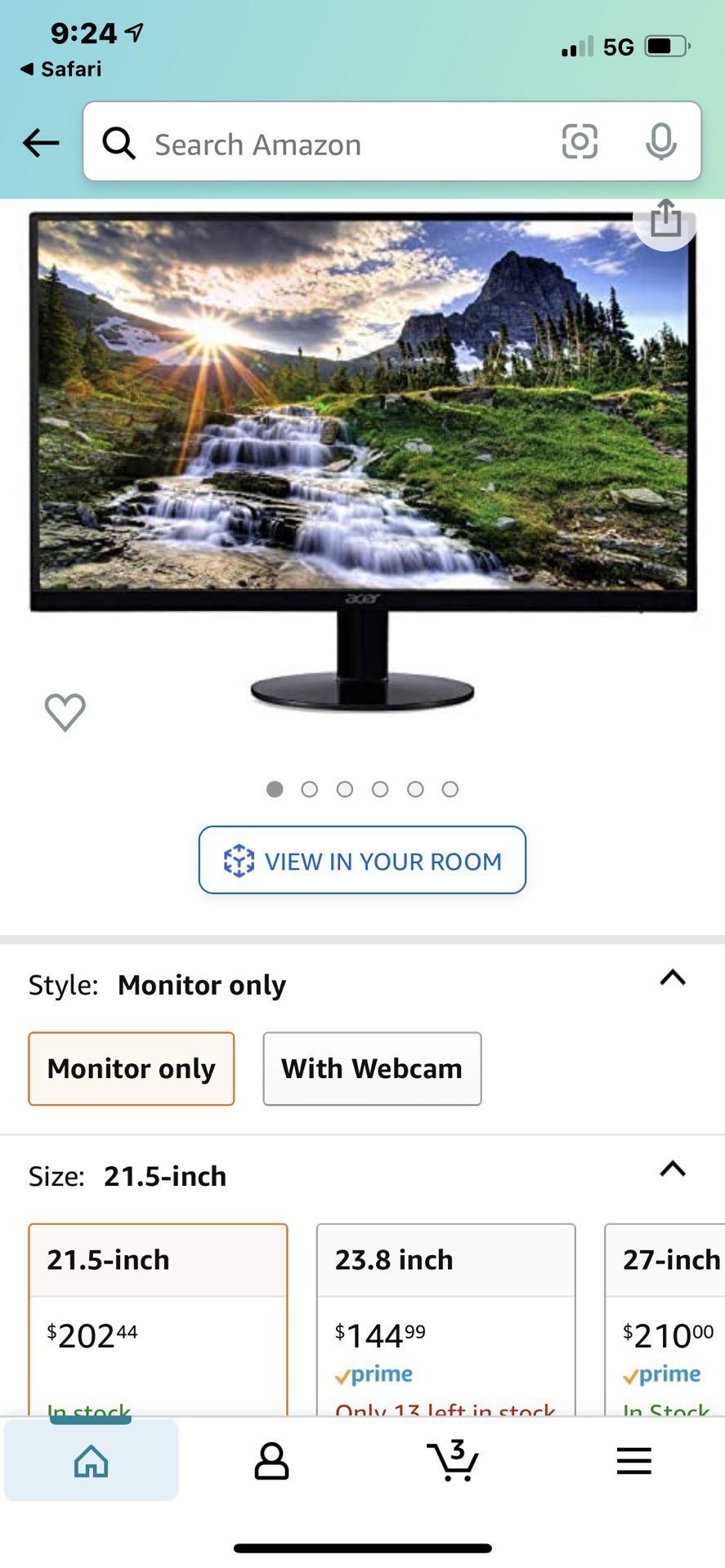 Acer computer monitor ,2019 22 inch