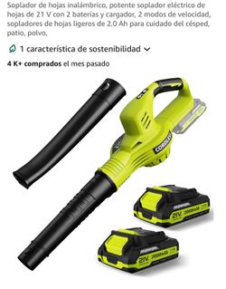 Wireless leaf blower, powerful 21V electric leaf blower with 2 batteries and charger, 2 speed modes, 2.0 Ah lightweight leaf blowers for lawn care, pa