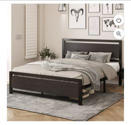 Black Oak Full Size Metal And  Wood