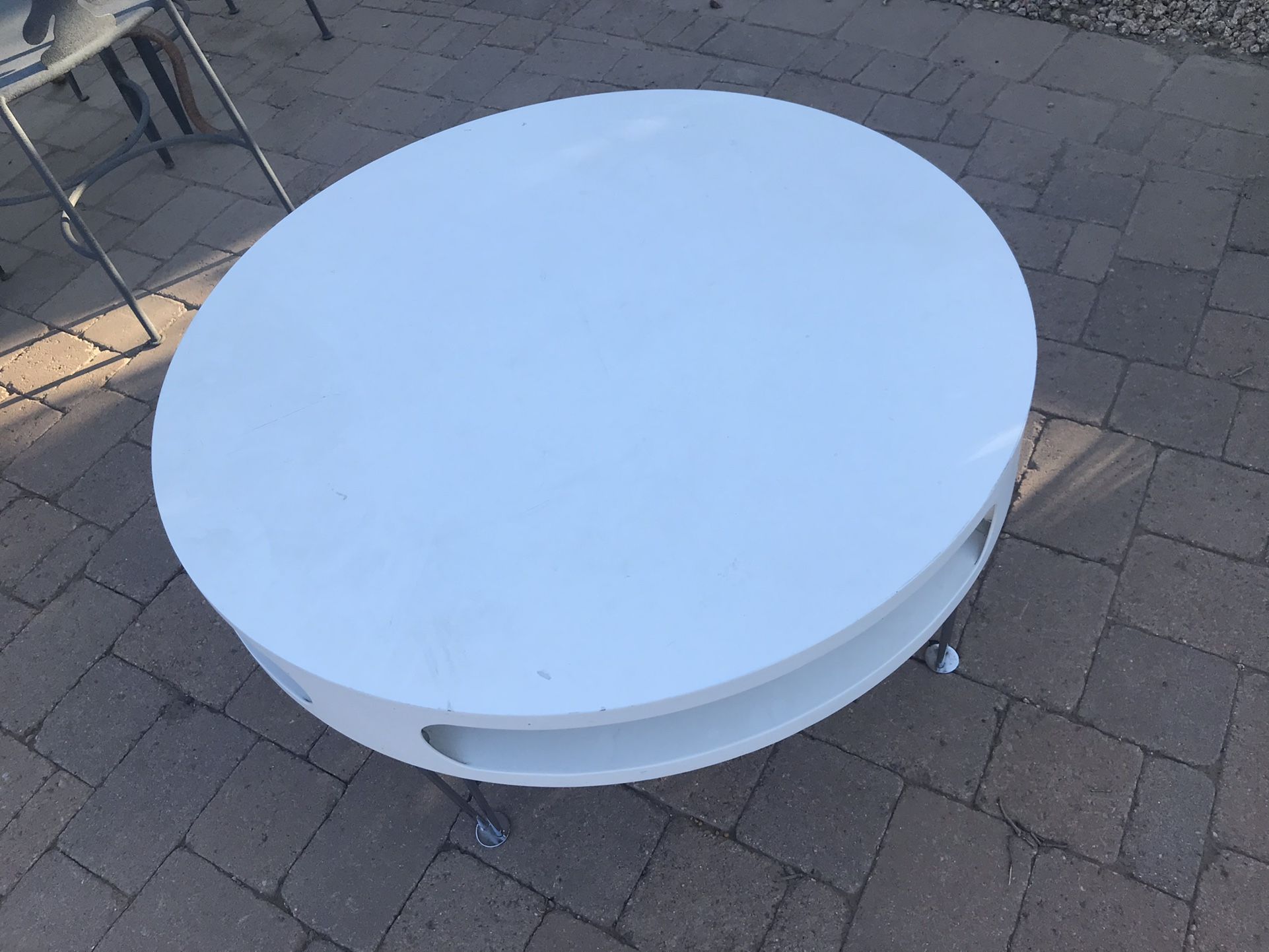 Hairpin Leg Round Coffee Table W/futuristic Openings 7th St/Thunderbird