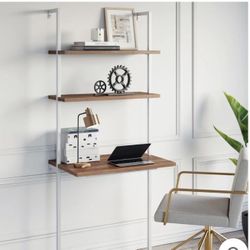 Nathan James Wood Wall Mount Ladder 2-Shelf Desk