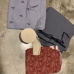 Assorted Fabric Bundles + Black Wool Fabric Panel + Cotton Roll | Sewing & Craft Lot