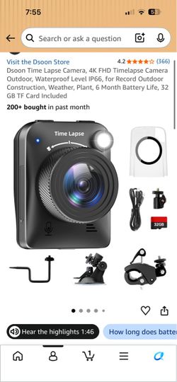 Dsoon 4K FHD Time Lapse Camera Outdoor