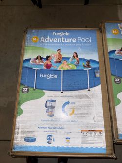 Funsicle 14ft Adventure Above Ground Metal Frame Swimming Pool, Includes FiltraBoost™ 800S Pump with AutoSkimmer,