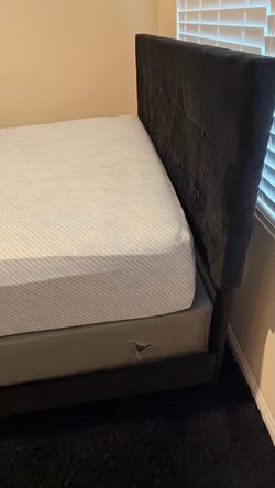 Queen size bed frame, mattress, and box spring