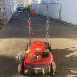 PowerSmart Lawn Mower, 21 Inch & 170cc, Gas Powered Push Lawn Mower with 4-stroke Engine, 2-in-1 Gas Mower In Color Red/Black 5 Adjustable Heights 