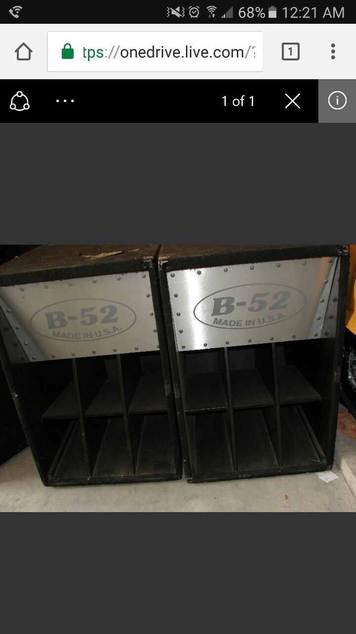 $600 for BOTH Used B-52 LX18V3 18in Folded Horn 1000W Unpowered Subwoofers