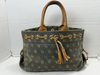 Vintage Dooney & Bourke Rainbow DB Monogram Drawstring Tote Bag Y2K Tassels