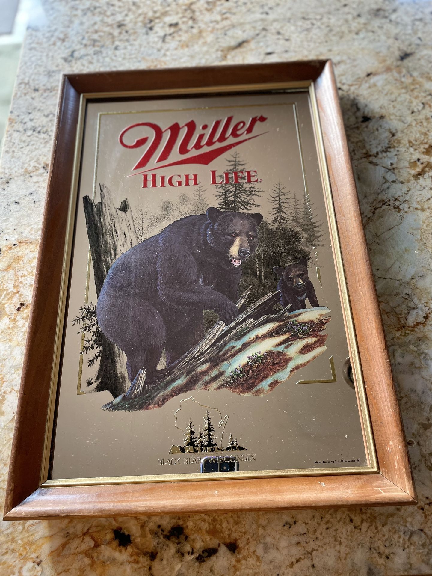 Miller High Life Wildlife Series -Black Bear Wisconsin Mirror