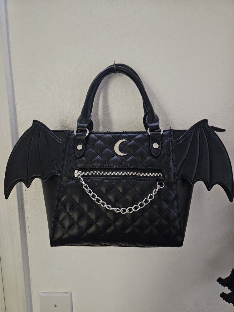 Bat Wing Moon & Chain Satchel Bag