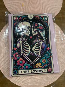 The Lovers Tarot Skeleton Graphic T-Shirt