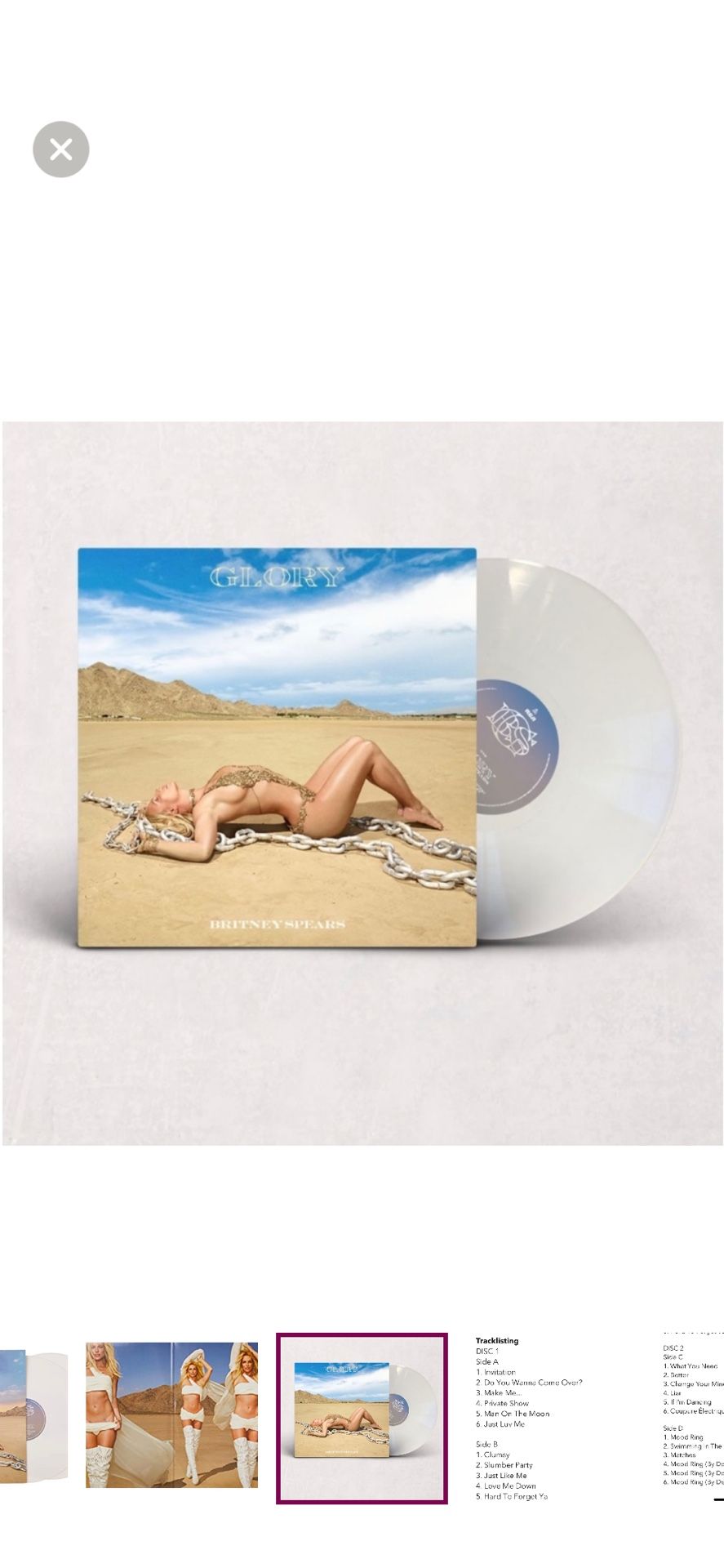 Britney Spears Deluxe Glory 2 LP Opaque White Vinyl Mood Ring Rare