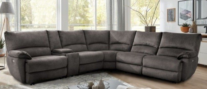Brand New Grey Super Plush Power Reclining Sectional Sofa