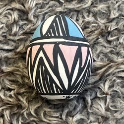 MP ACOMA .. Artist New Mexico Pastel Geometric Egg, 2” Height 1.5” Across