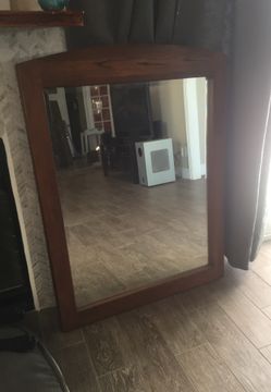 Antique Vintage Sturdy Wood Mirror
