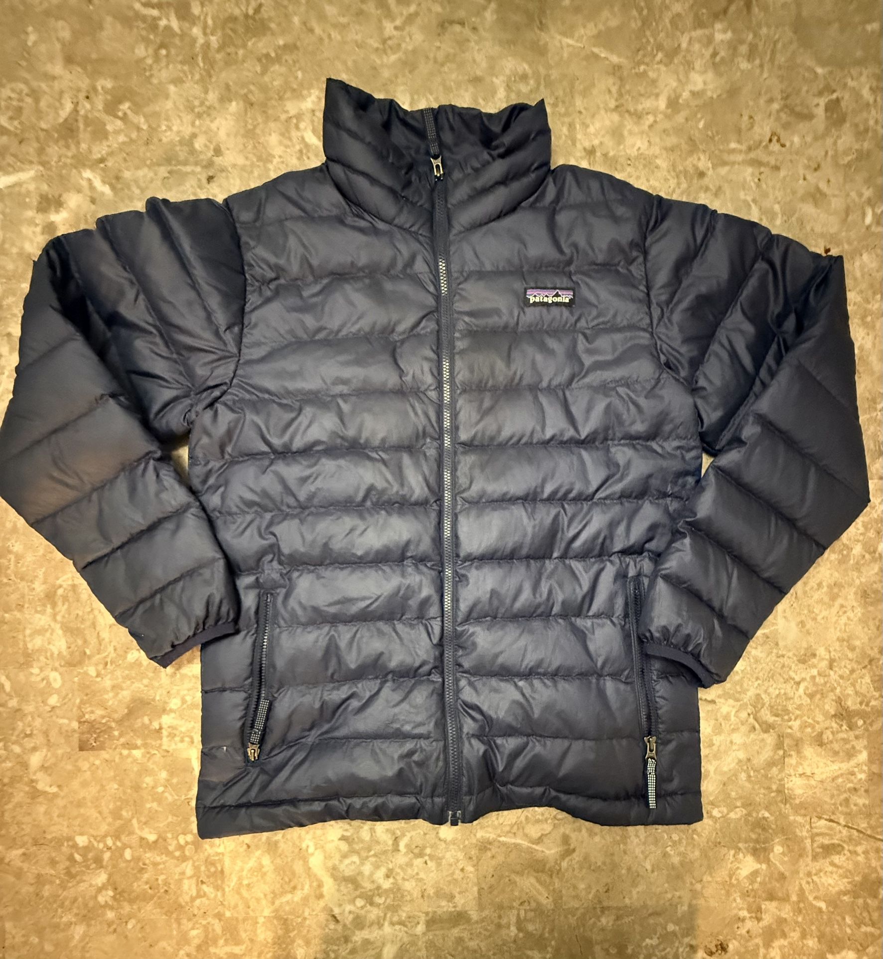 Patagonia Kid Medium Puffer Jacket Navy Blue Insulated Duck Down