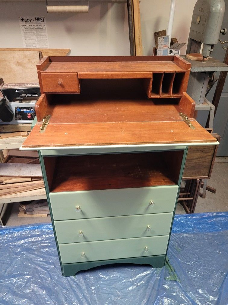 All Wood Dresser, Repurposed. Hidden Desk Drawer!