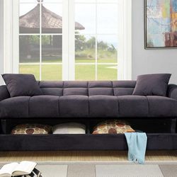 Brand New Dark Grey Futon Sofa Storage Sleeper