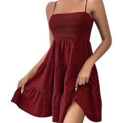 Cute Spaghetti Strap Sleeveless Summer Dress-Size Large