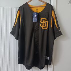 San Diego Padres Men's True Fan Team Color Full-Button Jersey Brown