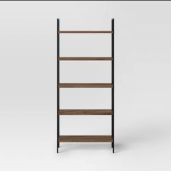 72" Loring 5 Shelf Ladder Bookshelf Walnut - Threshold™. Metal Frame, Open Back Design, Fixed Shelves