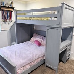🎉 Kids Loft Bunk Bed w/ Full Bottom Bed, Twin Top, Storage Stairs & Built-In Desk – $800 (Bedding NOT Included)