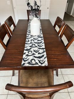 Dark Wood Dining Table with 6 Chairs