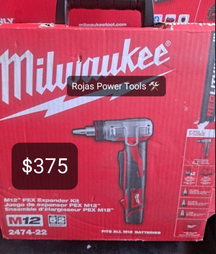 MILWAUKEE M12 12V LITHIUM-ION CORDLESS PRO PEX EXPANSION TOOL KIT WITH TWO 1.5AH BATTERIES, TWO EXPANSION HEADS AND HARD CASE