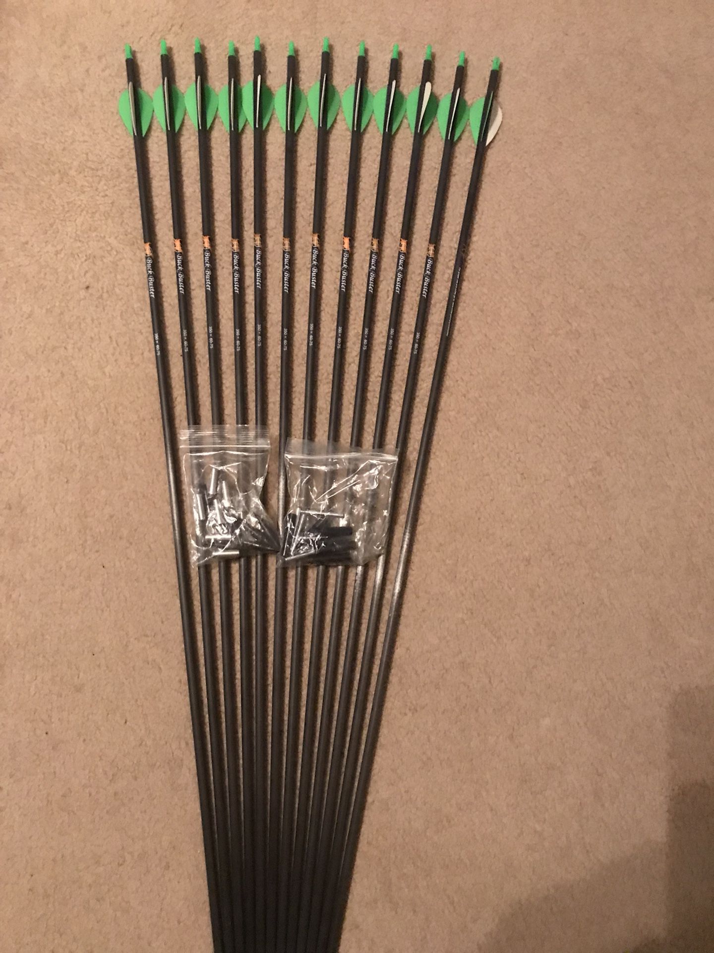  Victory  Buck Buster Carbon Fiber 12 Arrows With Inserts