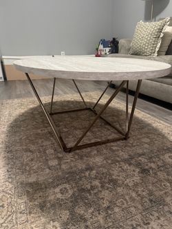 Round Coffee Table with Gold Base