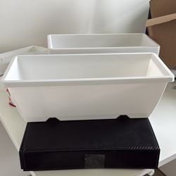 White Plastic Plant Pots Five