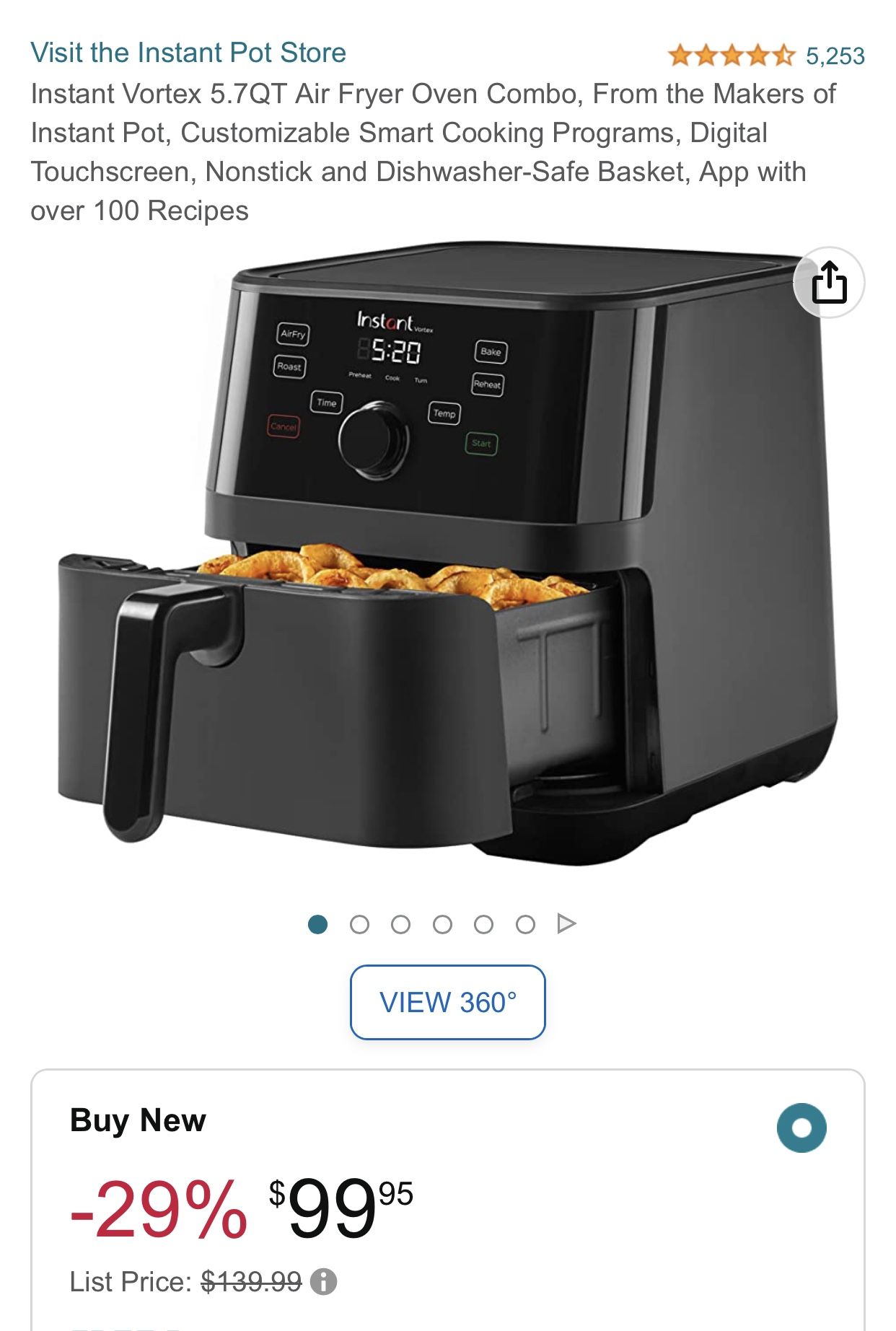 Instant Vortex 5.7QT Air Fryer Oven Combo