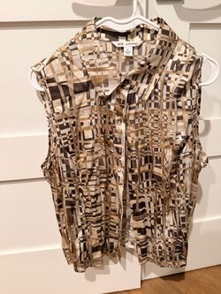 St. John Sleeveless Button-Front Blouse Size 14