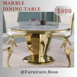 Gold Dining Table - Contemporary Stainless Steel Dining