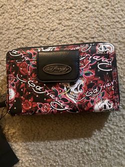 Red ed hardy wallet with gems