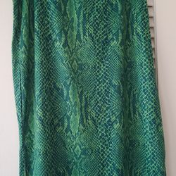 Green Snake Print Skirt By Jules Allen