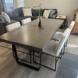 Ethan Allen Dining Table And Chairs - Modern Gray 