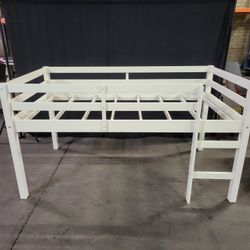 Twin Wood Low Loft Bed with Ladder