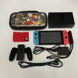 Nintendo Switch With Dock, Case And Game.
