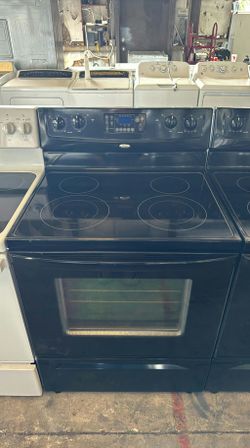 Whirlpool Electric Stove Black - Glass Top, Self Clean