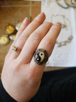 Large silver onyx? Peace ring
