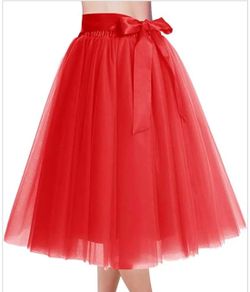 Red 5XL Plus Size Women's A-Line Short Knee Length Tutu Tulle Wedding Prom Skirt