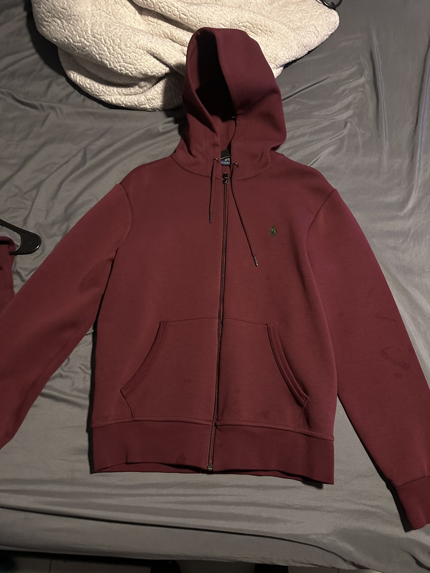 Polo Ralph Lauren Double-Knit Full-Zip Hoodie And SweatPants Tech Fleece Set Maroon