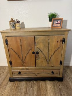 Wheat carved wood cabinet