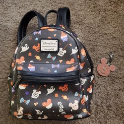 Disney Loungefly Mickey Mouse Halloween Mini Backpack w/ Matching Keychain