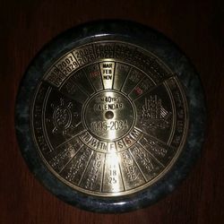 Vintage Calendar Marble Paperweight For 40 Years Calendar Office 1(contact info removed)