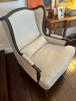 Pair of Restoration Hardware Linen Bergère Lounge Chairs – Pair – Excellent Condition