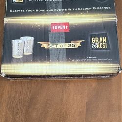 Gran & Rosi Gold Mercury Glass Votive Candle Holder, Set of 25